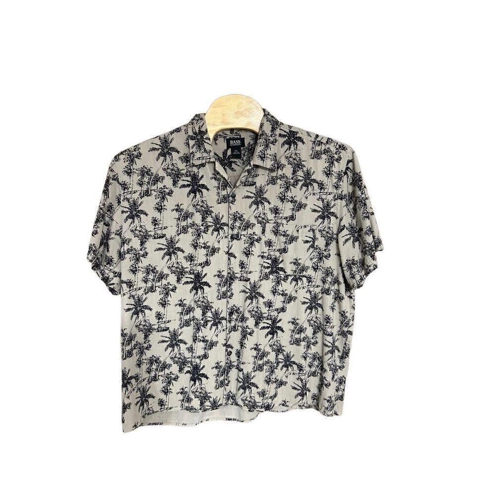 GH Bass Co XXL Silk Tan and Black Tropical Short Sleeve